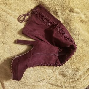 Burgundy thigh highs